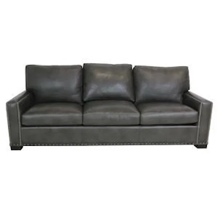 Leather Sofa with Nailheads